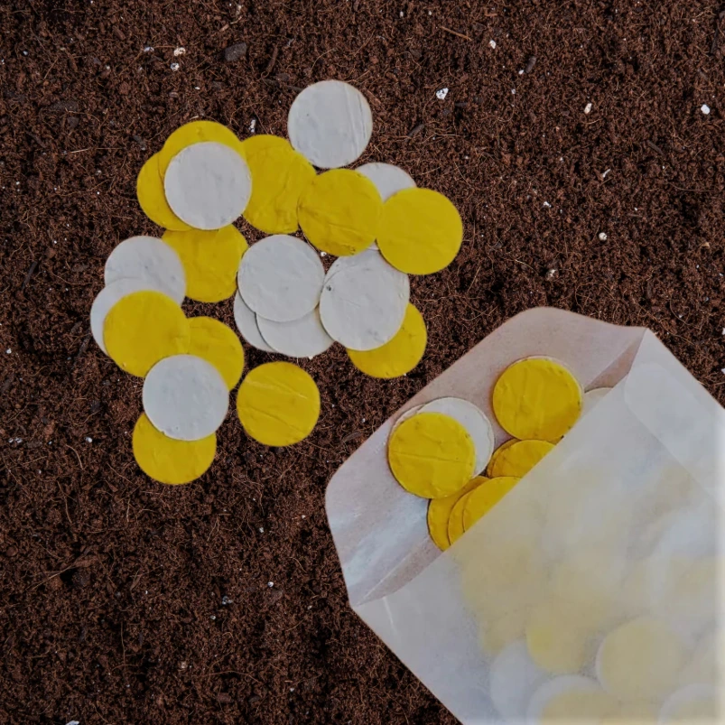 Confettirondjes 2 cm | Geel (Standaard Groeiconfetti Sticker)