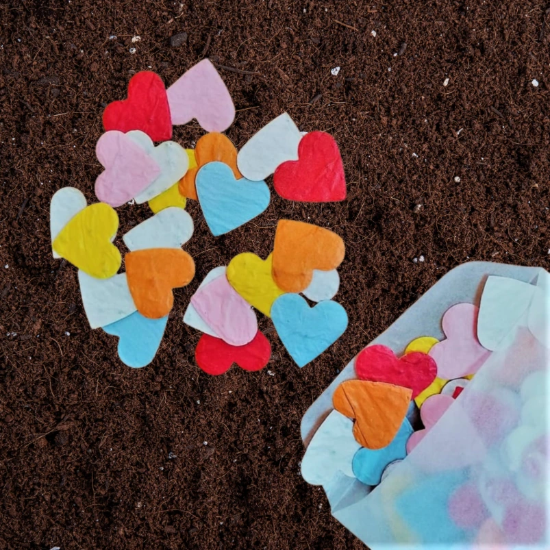 Confettihartjes 2 cm | Pastel mix (Standaard Groeiconfetti Sticker)