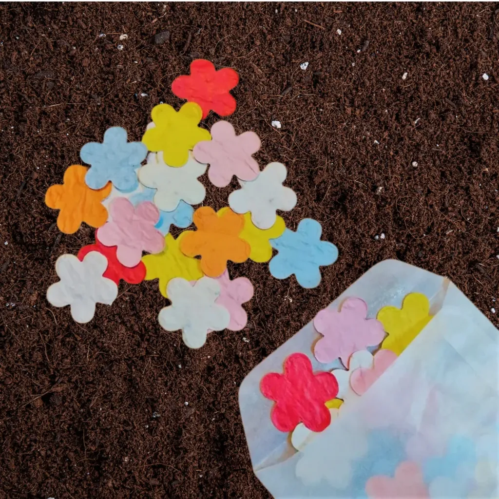 Confettibloemetjes 2,5cm | Pastel mix (Standaard Groeiconfetti Sticker)