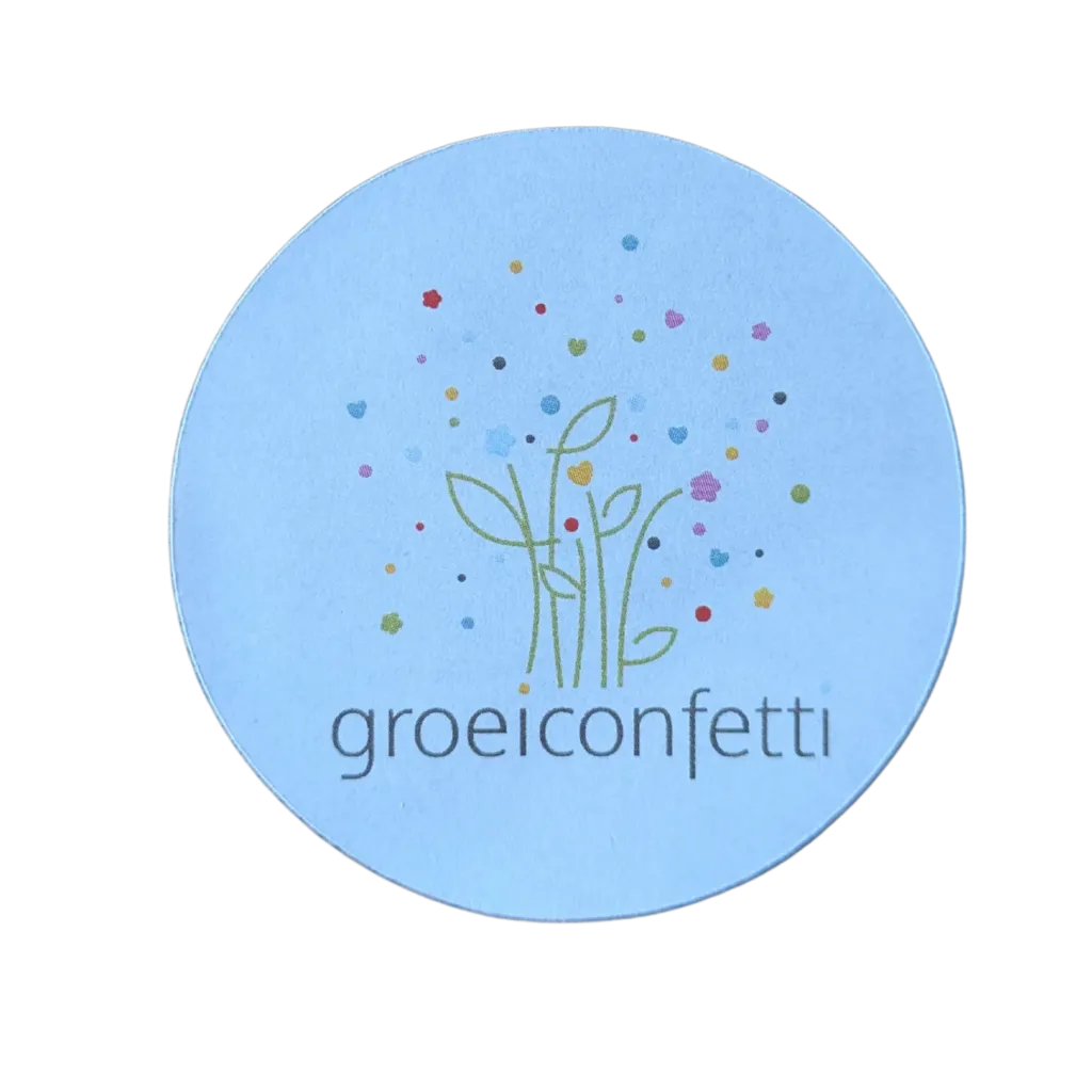 Sticker rond 4,5 cm | Groeiconfetti-logo