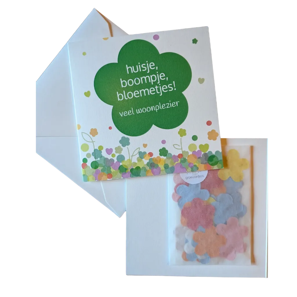 Wenskaart | Huisje, boompje, bloemetjes!